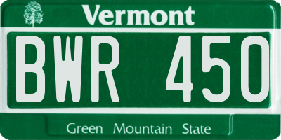 VT license plate BWR450