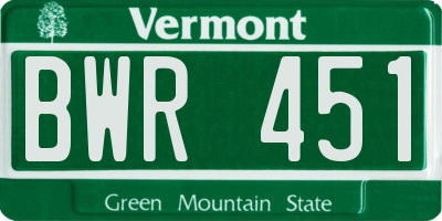 VT license plate BWR451