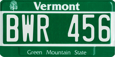 VT license plate BWR456