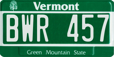 VT license plate BWR457