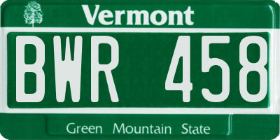 VT license plate BWR458