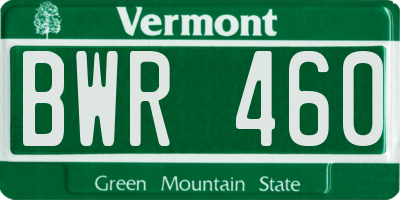 VT license plate BWR460