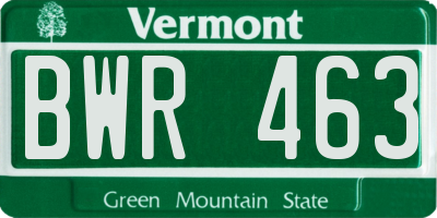VT license plate BWR463