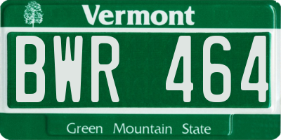 VT license plate BWR464