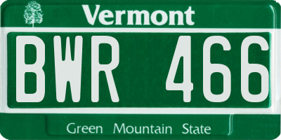 VT license plate BWR466