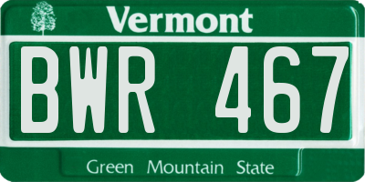 VT license plate BWR467