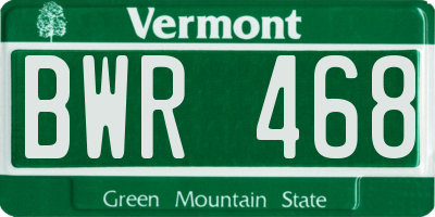 VT license plate BWR468