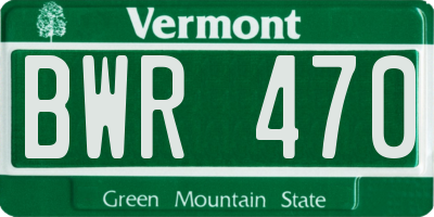 VT license plate BWR470