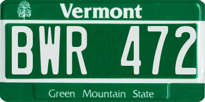 VT license plate BWR472