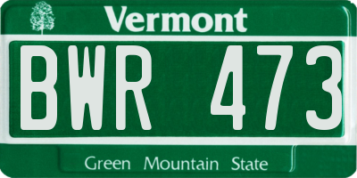 VT license plate BWR473