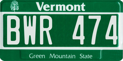 VT license plate BWR474