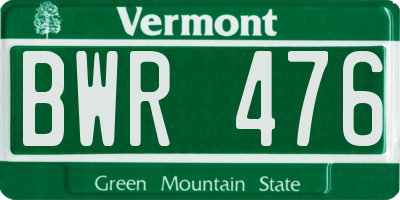 VT license plate BWR476