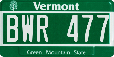 VT license plate BWR477