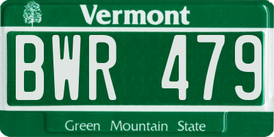 VT license plate BWR479