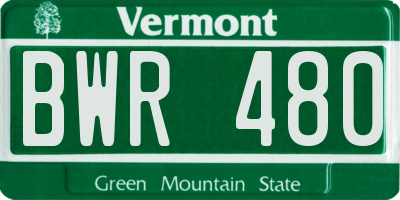 VT license plate BWR480