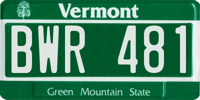 VT license plate BWR481
