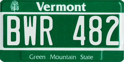 VT license plate BWR482