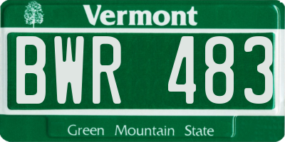 VT license plate BWR483