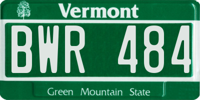 VT license plate BWR484