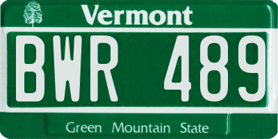 VT license plate BWR489