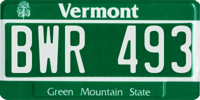 VT license plate BWR493