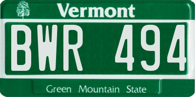 VT license plate BWR494