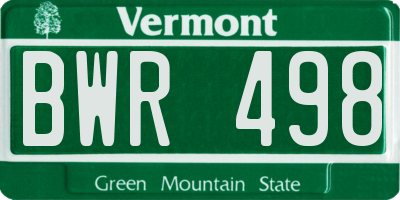 VT license plate BWR498