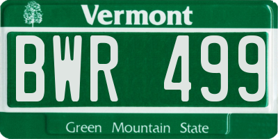 VT license plate BWR499
