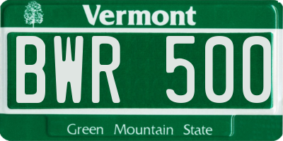 VT license plate BWR500