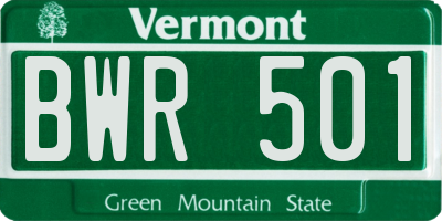 VT license plate BWR501