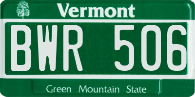 VT license plate BWR506