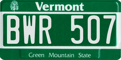 VT license plate BWR507