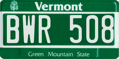 VT license plate BWR508