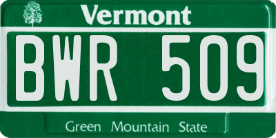 VT license plate BWR509