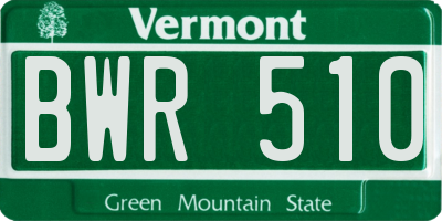 VT license plate BWR510