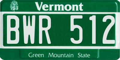 VT license plate BWR512