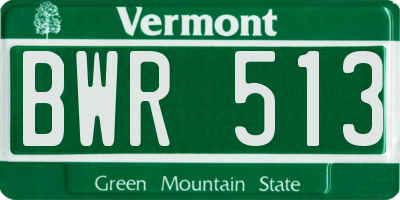 VT license plate BWR513