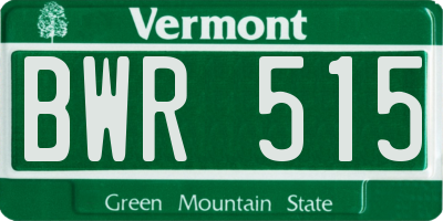 VT license plate BWR515