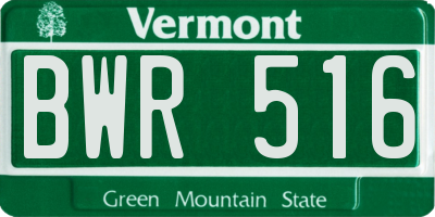 VT license plate BWR516