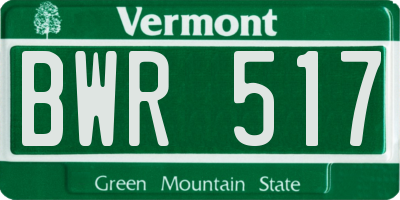 VT license plate BWR517