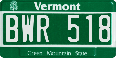 VT license plate BWR518