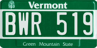 VT license plate BWR519