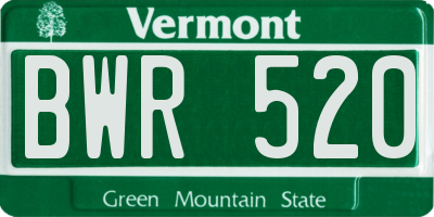 VT license plate BWR520