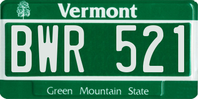 VT license plate BWR521