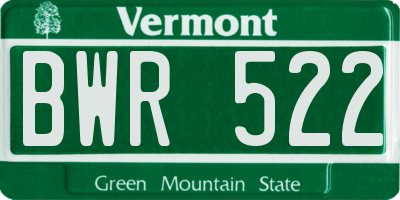 VT license plate BWR522