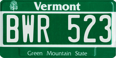 VT license plate BWR523