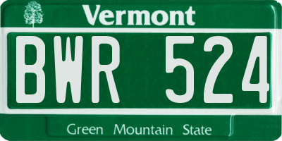 VT license plate BWR524