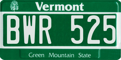 VT license plate BWR525