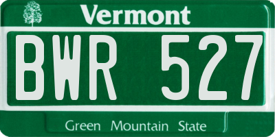 VT license plate BWR527