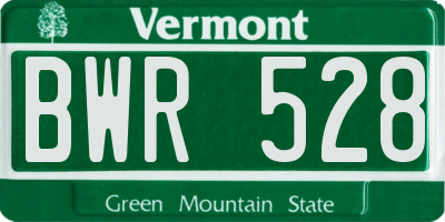 VT license plate BWR528